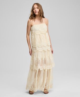 knee length dresses for ladies Lovely In London Lace Maxi In Cream main image 0