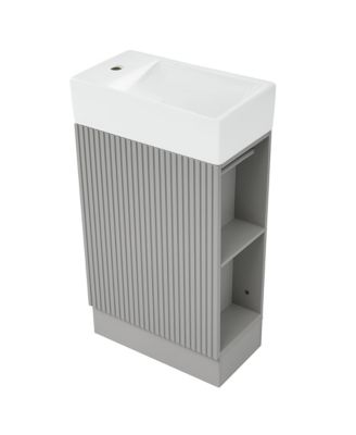 18.6" Bathroom Vanity with Sink, Bathroom Vanity Cabinet with Two-tier Shelf, Left or Right Orientation