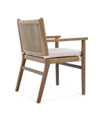 Streamdale Acacia Wood Armchairs with Rope Back and Cushions, Set of 2