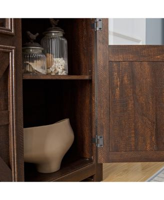 Farmhouse Buffet Cabinet with Storage, 3 Doors, Adjustable Shelf, Espresso
