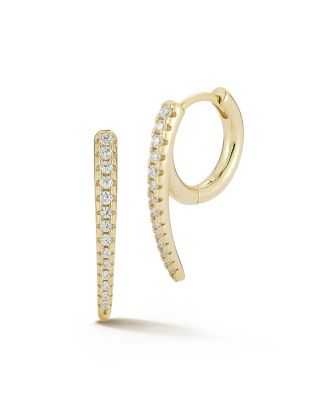 Plated Sterling Pave Curve Huggie Hoop Earrings