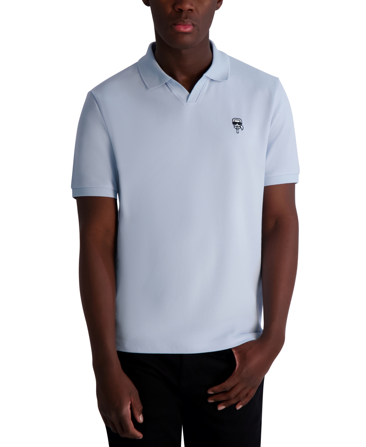 Karl Lagerfeld Men's Short Sleeve Karl Head Logo Pique Polo Shirt