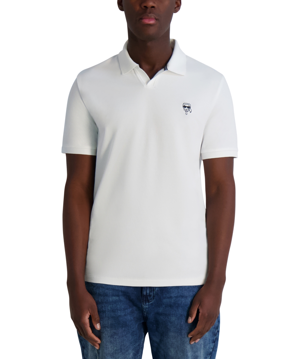 Karl Lagerfeld Men's Short Sleeve Karl Head Logo Pique Polo Shirt