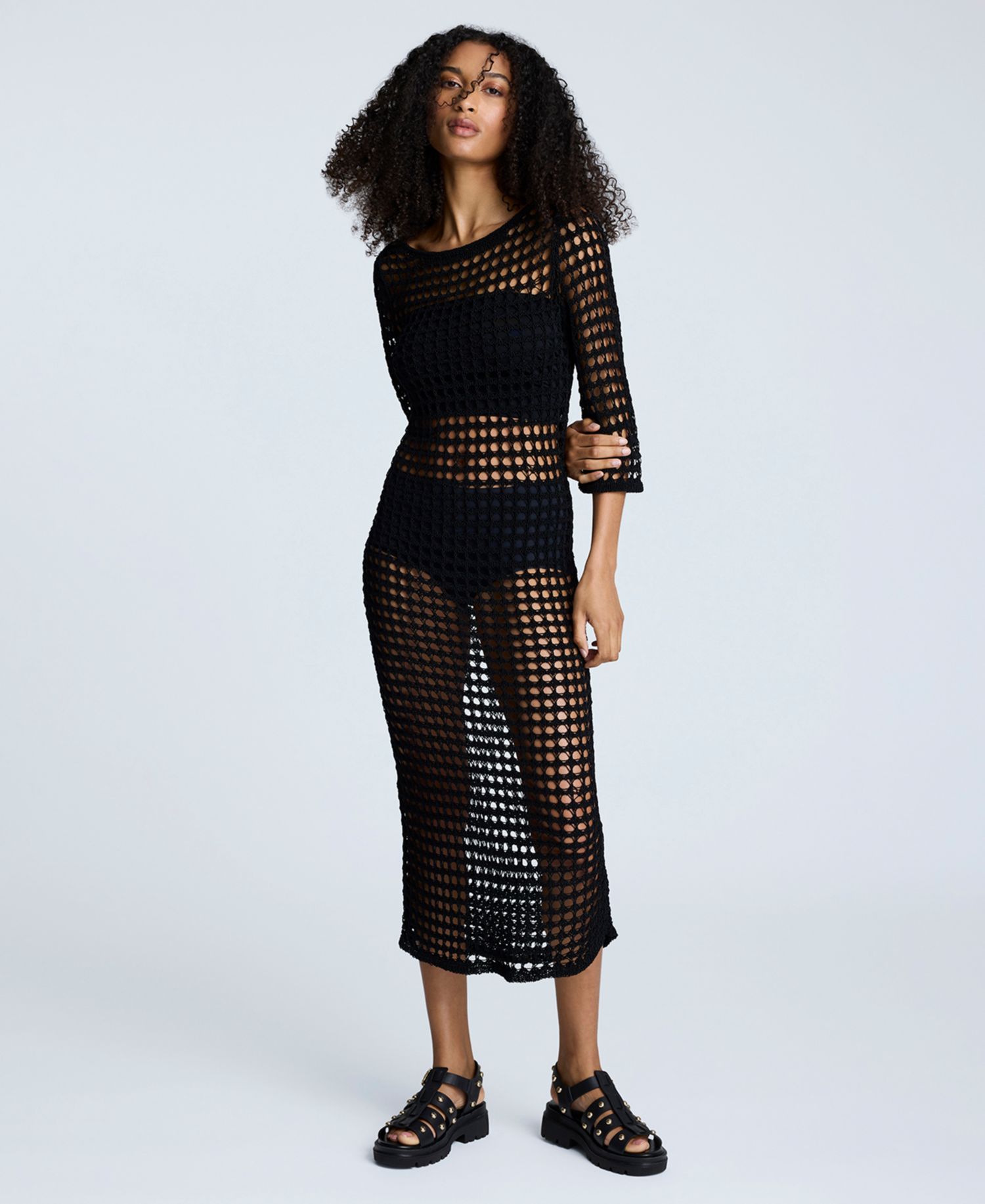 Women's Crocheted-Mesh Midi Dress