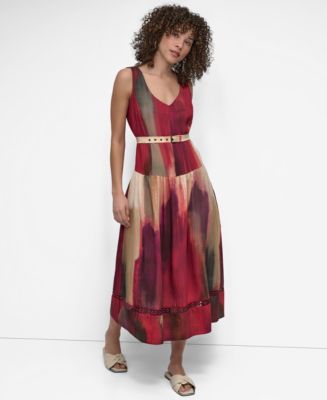 DKNY ★【ドレス】Abstract Print Midi Dress 軽やかな着心地 DKNY Women's Abstract-Print Midi Dress - Macy's