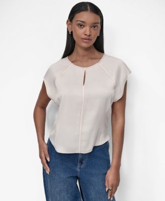 DKNY - Women's Glazed Flutter-Sleeve Dressing Top