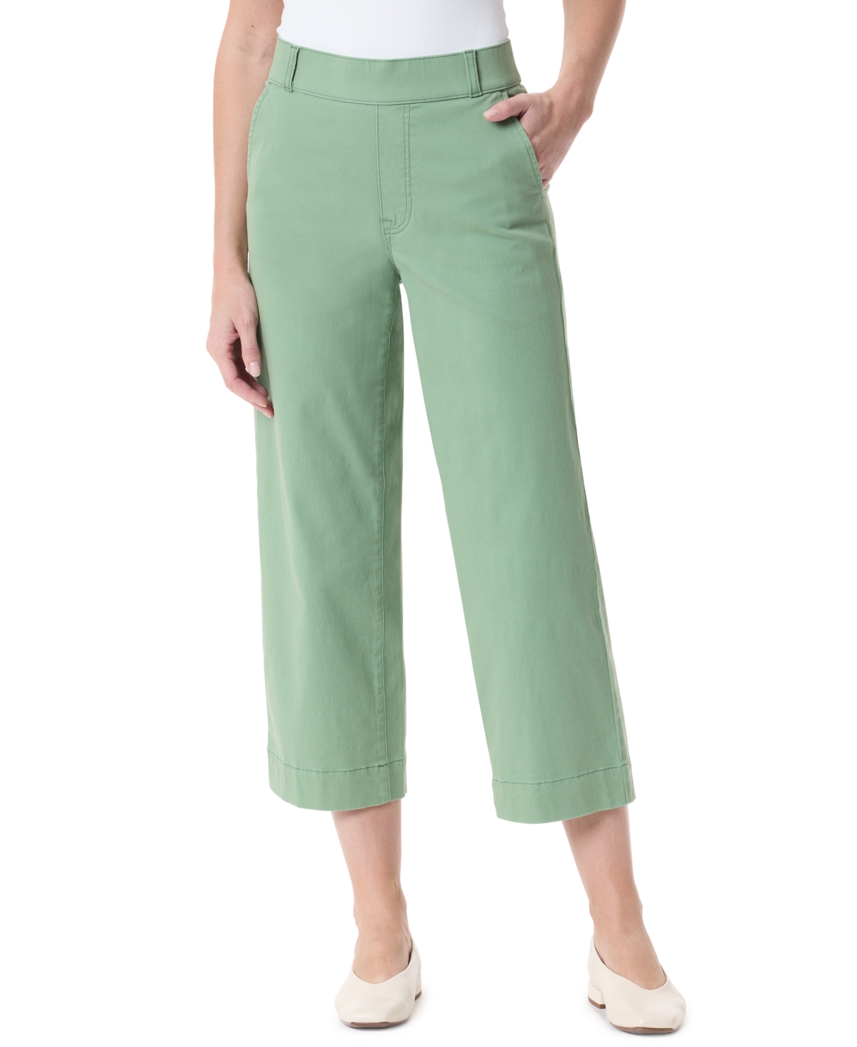 Women's Shape-Effect Wide-Leg Cropped Pull-On Pants - Pistachio