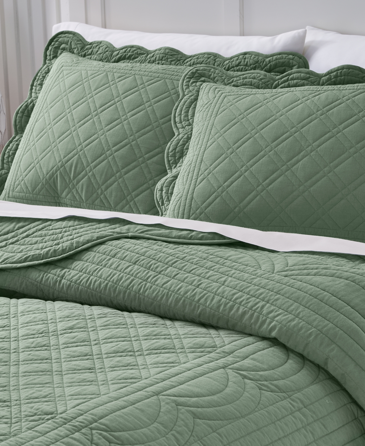 Macy's Charter Club Bailey Scallop 2-pc. Quilt Set, Twin, Exclusively At  In Green