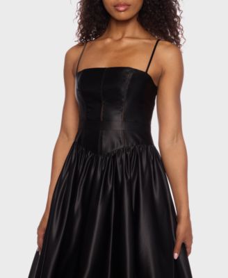 Juniors' Satin Corset Fit & Flare Dress