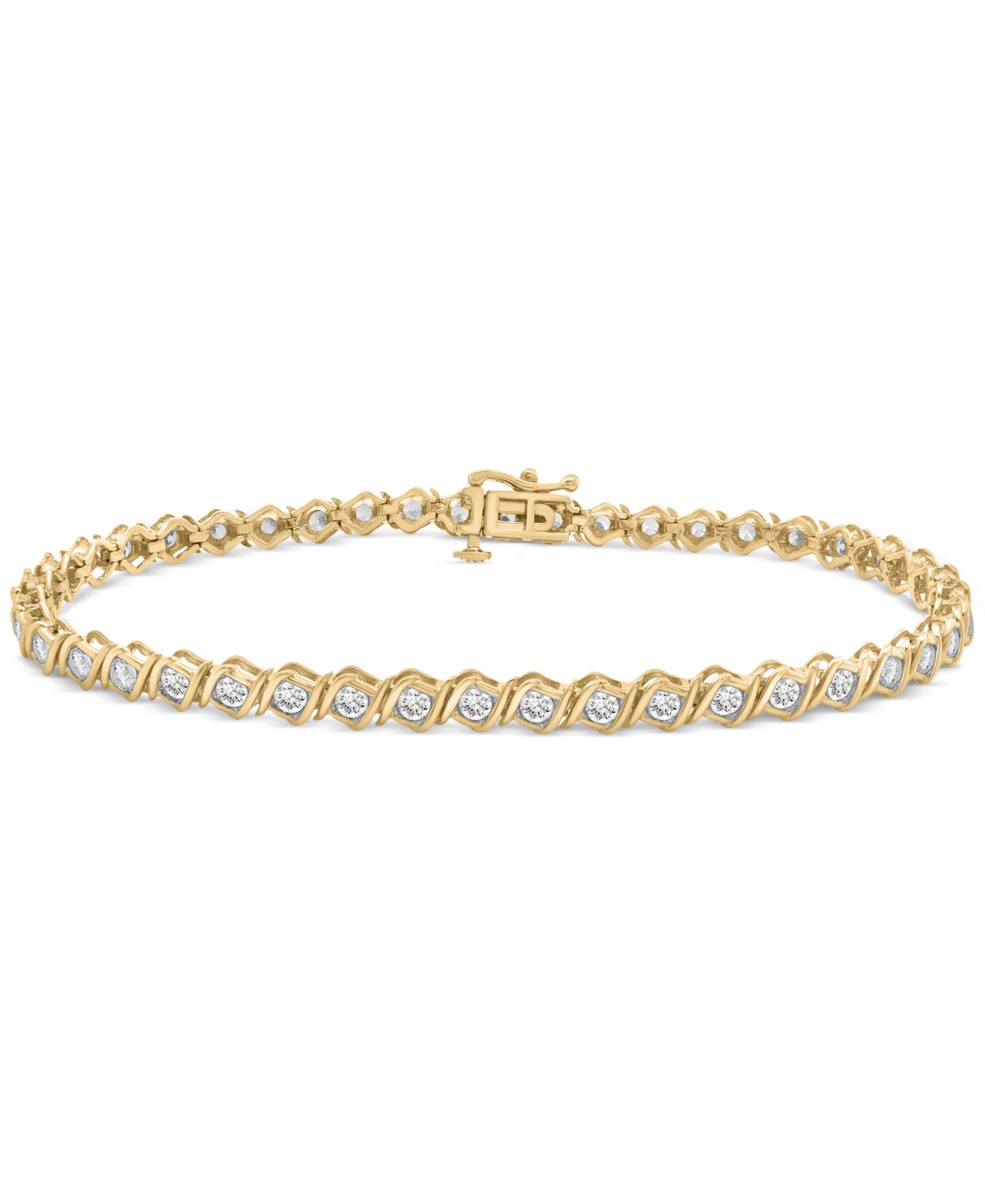 Diamond Swirl Link Tennis Bracelet (2 ct. t.w.) in 10k Gold