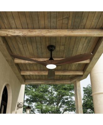 60 inch lighted ceiling fan, indoor and outdoor use, with remote control, reversible DC motor, noiseless, suitable for bedroom, living room, terrace, porch, solid wood, natural