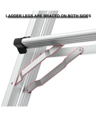 15 ft. Reach Hight Aluminum Multi-Position Ladder with Wheels, 300 lbs. Weight Rating, Step Stools