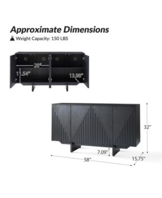 Modern Adamo 58"Wide 4 door Wood Sideboard
