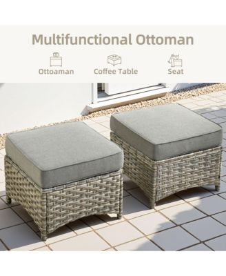 5 Piece Outdoor Patio Furniture Set,Wicker Conversation Set with Swivel Rocker Chairs,Ottomans and Side Table for Outside Porch Balcony Backyard