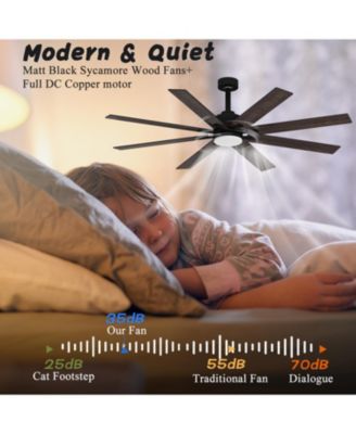 72" Ceiling Fan with Light, Solid Wood Blades, Quiet Reversible DC Motor, Remote Control, Indoor/Outdoor for Bedroom, Living Room & Porch.
