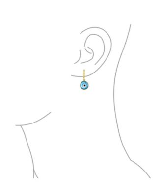 Set of 2 Spiritual Protection Blue Nazar Evil Eye Dangle Earrings Gold Plated Silver