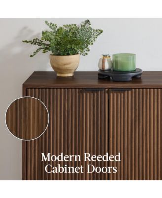 4-Door Reeded Storage Cabinet w/ Soft-Close Doors, Multipurpose Accent Furniture