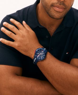 Men's Chronograph Blue Silicone Strap Watch, 46mm