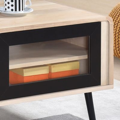 Nathan Mid Century Modern Coffee Table with Storage Shelf