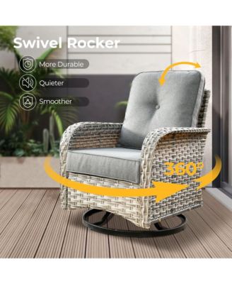 13 Piece Outdoor Patio Furniture Sets with Fire Pit Table,All Weather Wicker Sectional Sofa with Extra Deep Patio Swivel Chairs and Solar PoweRed Coffee Table for