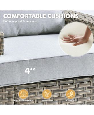 13 Piece Outdoor Patio Furniture Sets with Fire Pit Table,All Weather Wicker Sectional Sofa with Extra Deep Patio Swivel Chairs and Solar PoweRed Coffee Table for