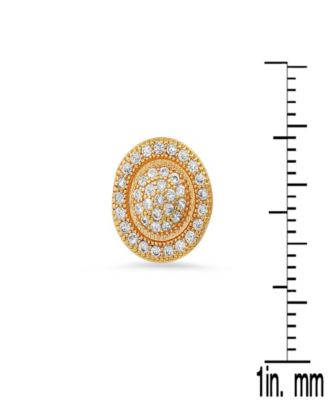 Women's Brass Simulated Diamonds Round Stud Earrings