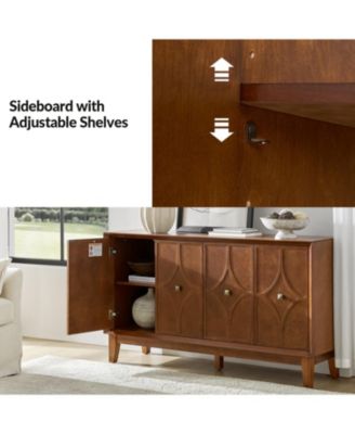 Mid-Century Sideboard with Solid Wood Legs and Adjustable Shelves