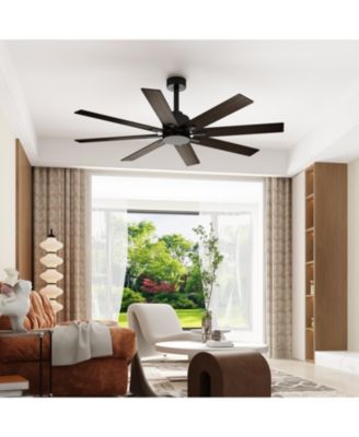 65 inch ceiling fan without light, can be used both indoors and outdoors, with remote control, reversible DC motor, no noise, suitable for bedroom, living room, terrace, porch, solid wood, black