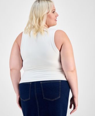 Trendy Plus Crepe Sleeveless Cowlneck Top, Exclusively at Macy's