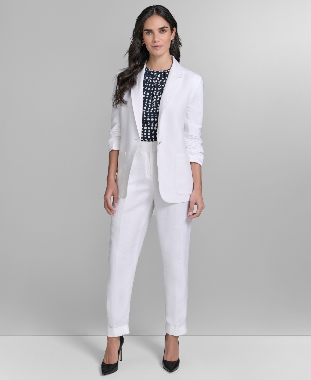 Calvin Klein Women's Linen Blend One-button Blazer