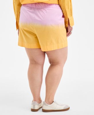 Trendy Plus Size Ombr&eacute; Drawstring Shorts, Exclusively at Macy's