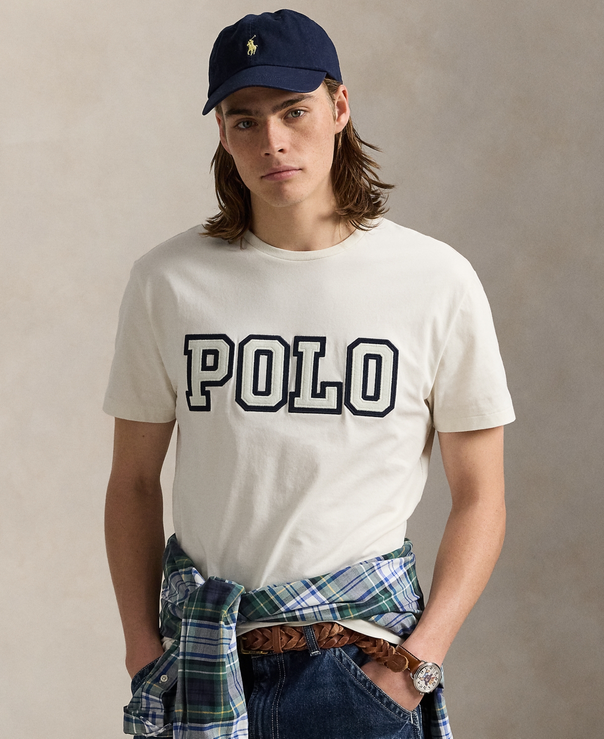 Polo Ralph Lauren White Crewneck T-shirt With Logo Lettering On The Fornt And Pony Embroidery On The Front
