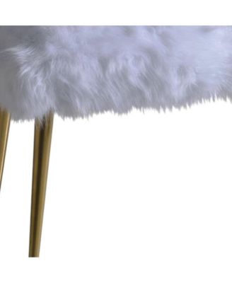 Plush Upholstered Faux Fur Bench – Modern Accent Seating for Bedroom or Entryway