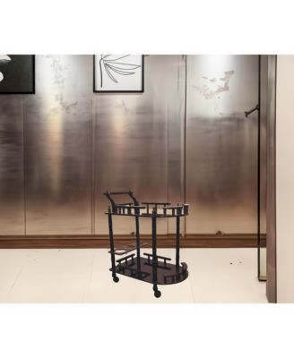 Rolling Bar Cart – Mobile Beverage Serving Cart with Shelves and Storage for Home or Kitchen