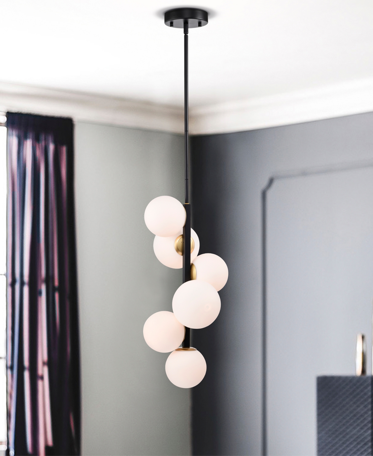 Home Accessories 11" Tsukiko 6-light Indoor Chandelier In Black