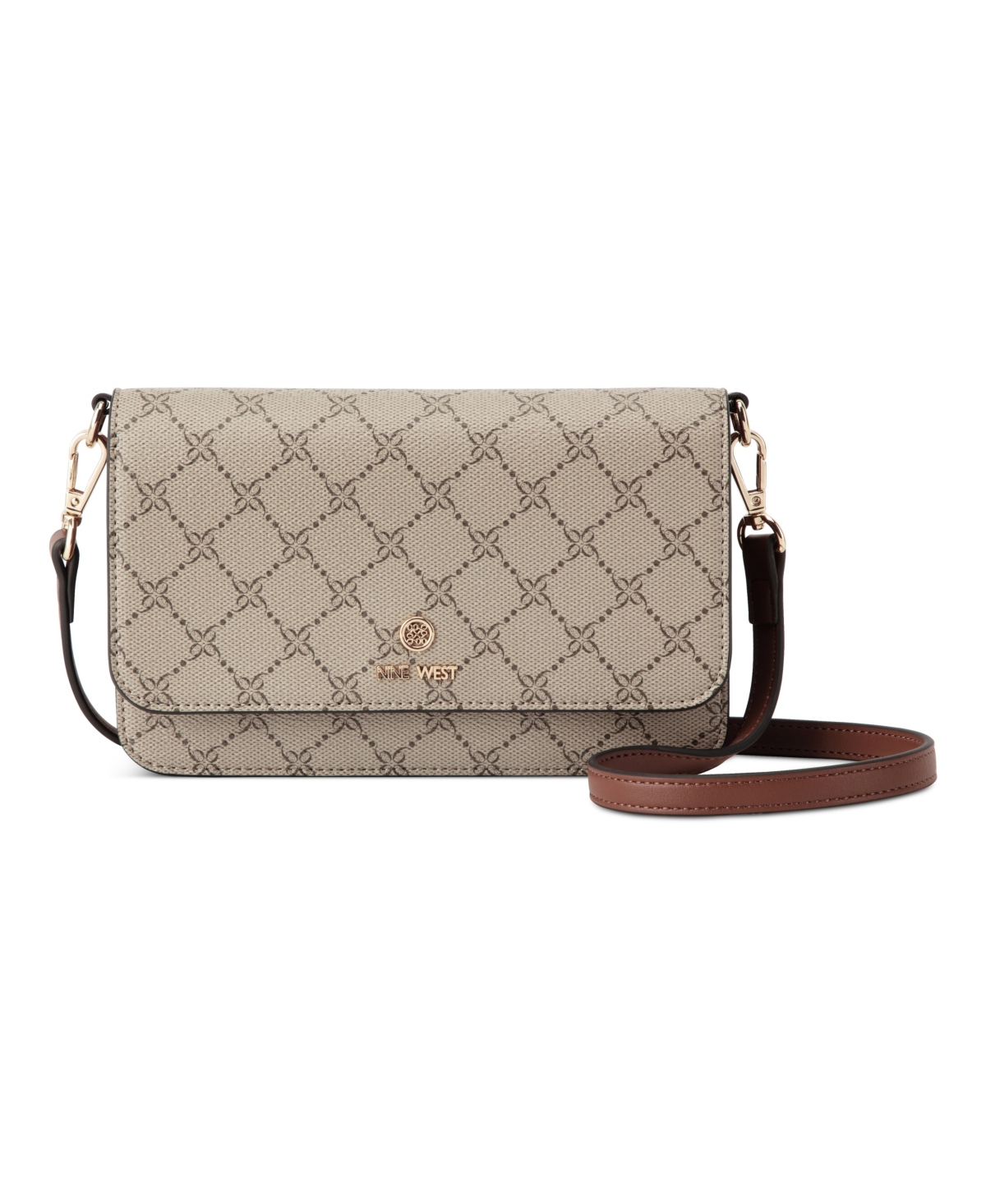 Lockup 9S Phone Crossbody Wallet - Beige Logo Mahogany