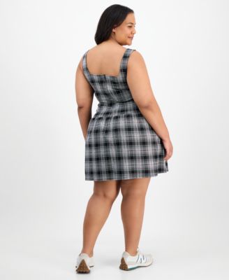 Trendy Plus Size Plaid Drop-Waist Dress