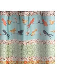 Striped Shower Curtain – Microfiber Fabric with Floral Accents