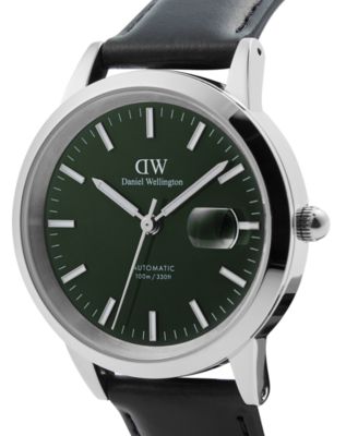 Men's Automatic Black Leather Watch, 40mm