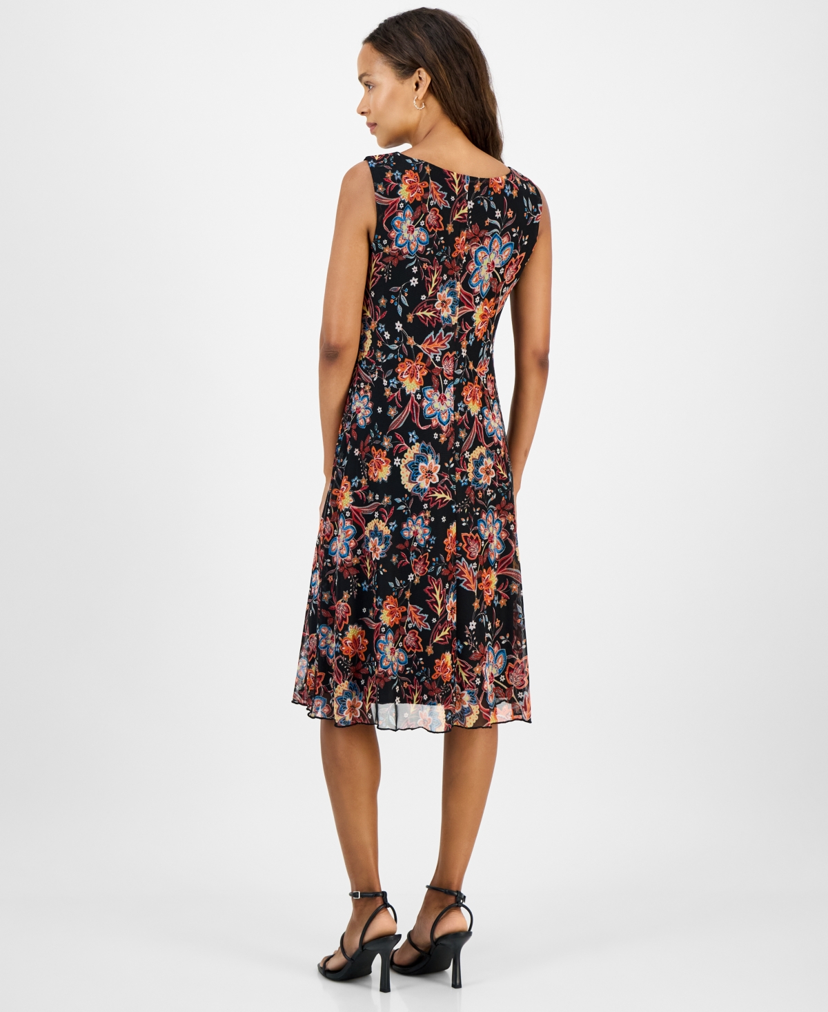 Connected Petite Sleeveless Floral Chiffon Sheath Dress