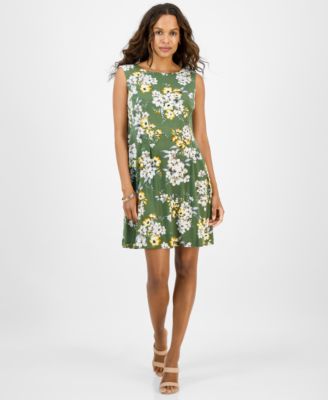 Connected - Petite Floral Pintuck Sleeveless Mini Dress