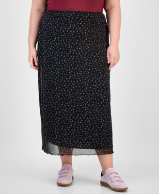 Trendy Plus Size Pull-On Mesh Midi Skirt