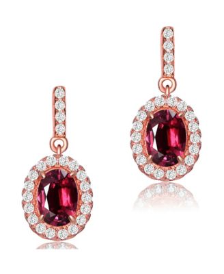 Women's 18K Rose Gold Plated Colored CZ Dangle Earrings