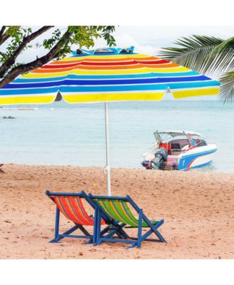 7.2ft Beach Umbrella Outdoor Patio Garden with Carrying Bag Sand Anchor