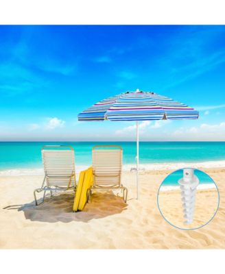 Gymax 7.2ft Beach Umbrella Outdoor Patio Garden with Carrying Bag Sand Anchor