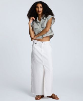 Women's Fray-Hem Slit-Front Maxi Skirt