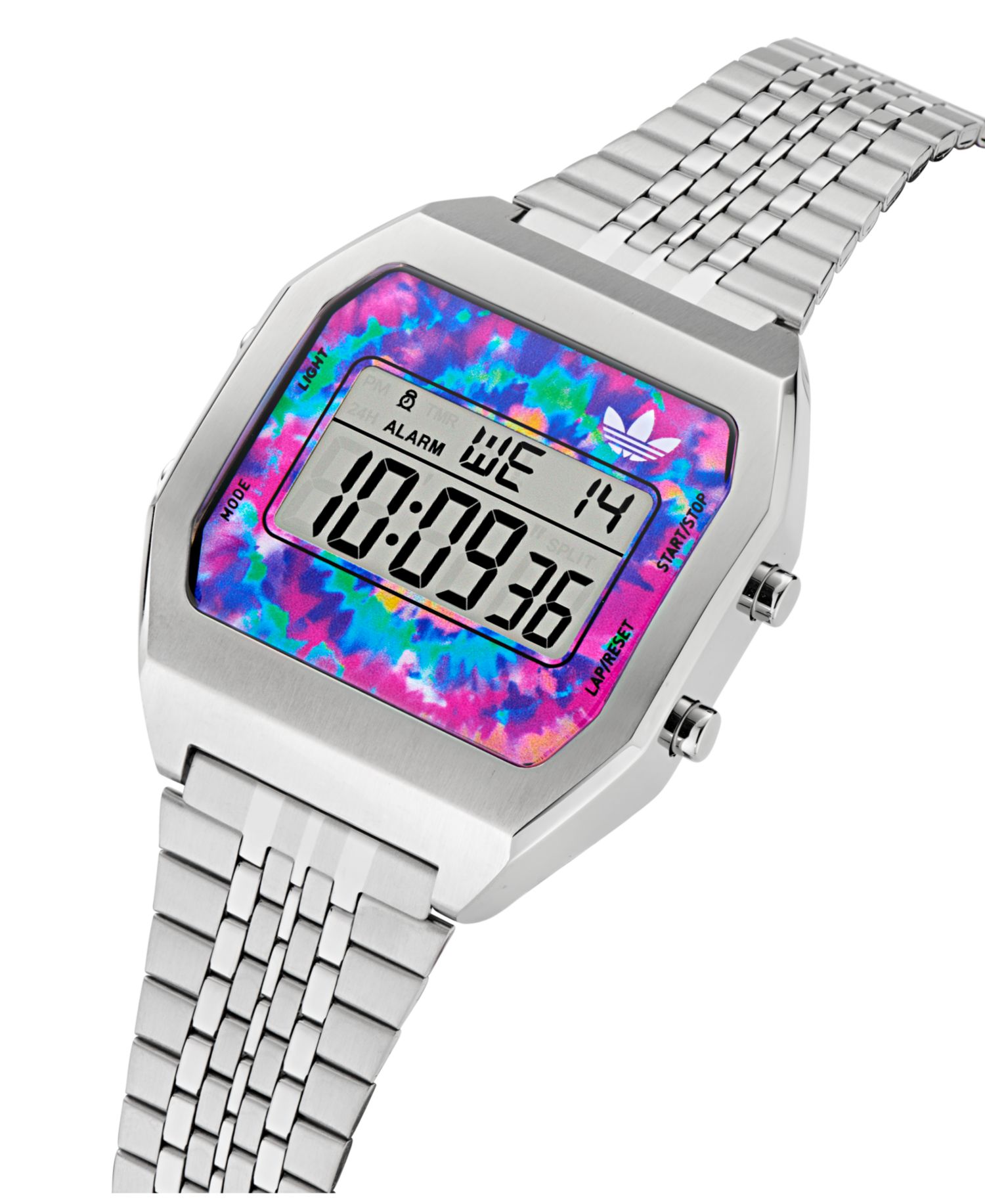 Unisex Digital Silver-Tone Stainless Steel Watch, 36mm