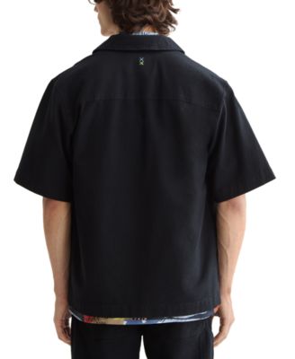 Men's Tailored Fit Short Sleeve Button Front Embroidered Pocket Shirt