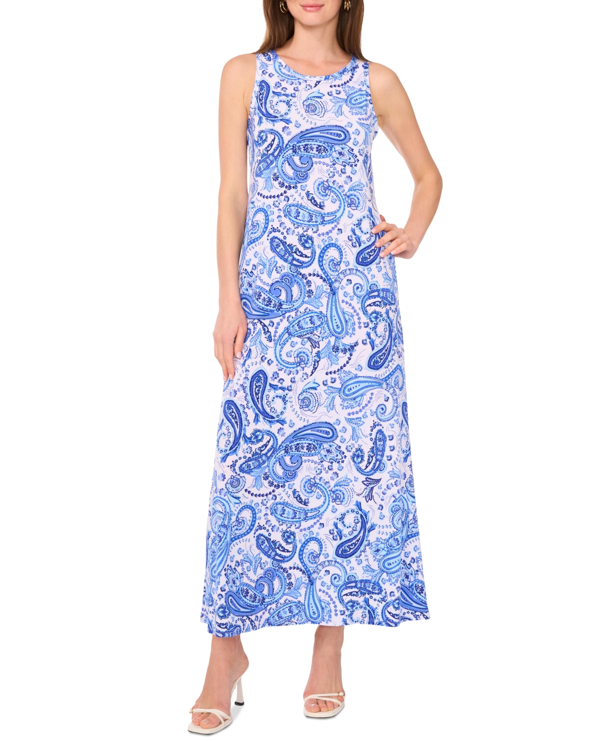 Vince Camuto Printed Sleeveless Jersey Maxi Dress