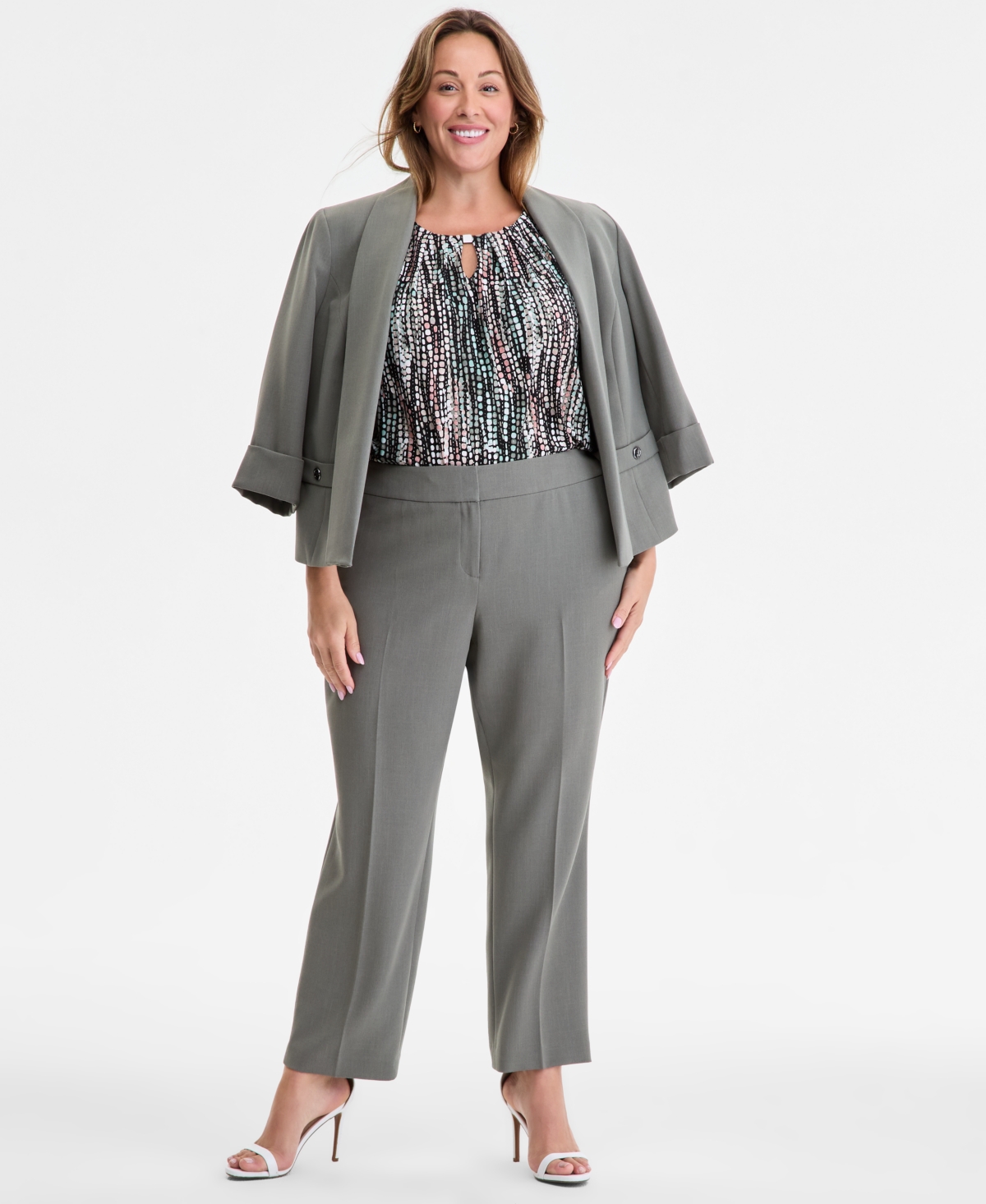 Plus Size High-Rise Slim-Leg Pants - Cerise